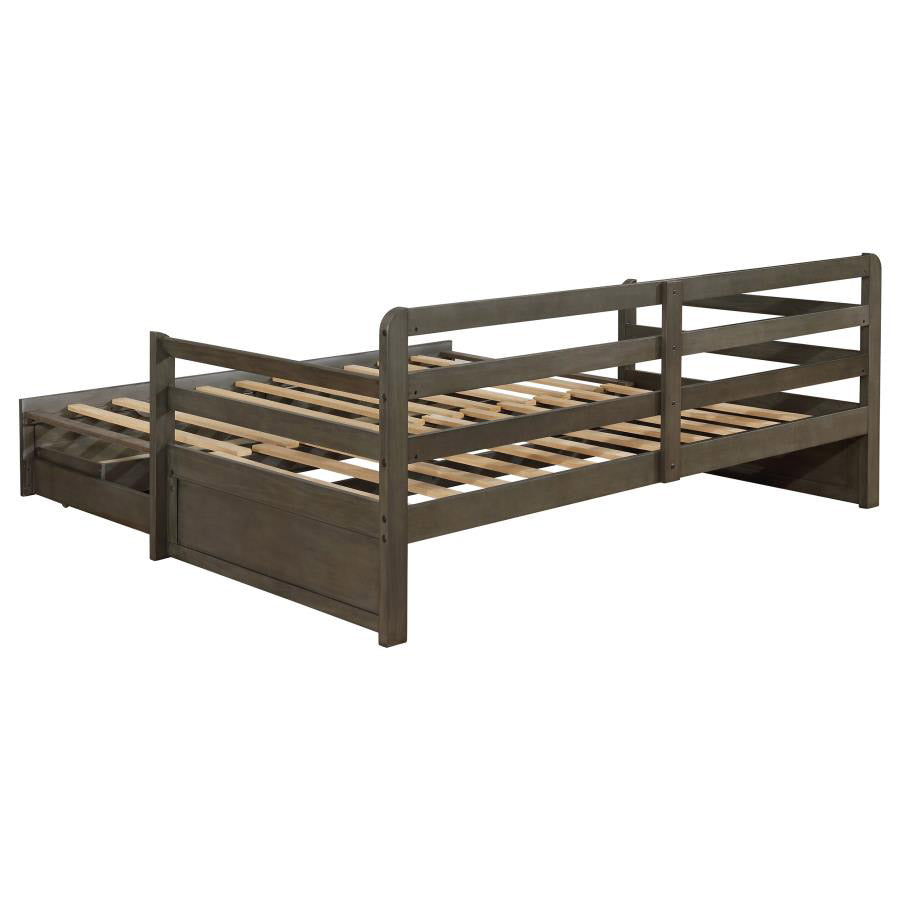 Gray Rustic Daybed w/ Extension Trundle