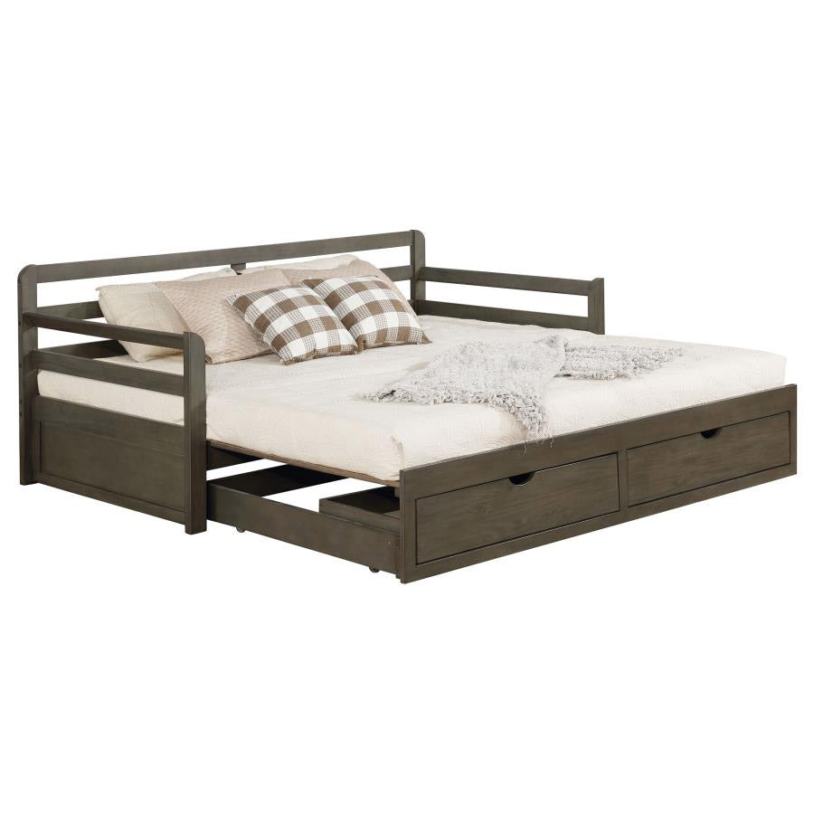 Gray Rustic Daybed w/ Extension Trundle
