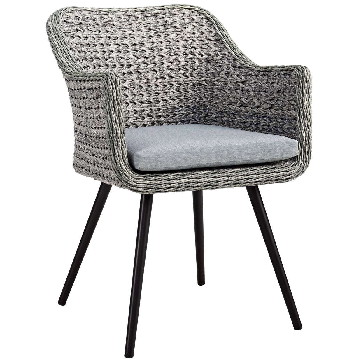 Gray Wicker Rattan 3 PC Outdoor Dining Set