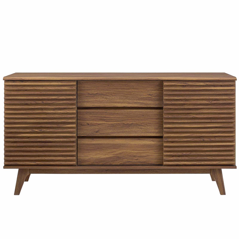 Sleek Mid-Century Walnut Buffet & TV Stand