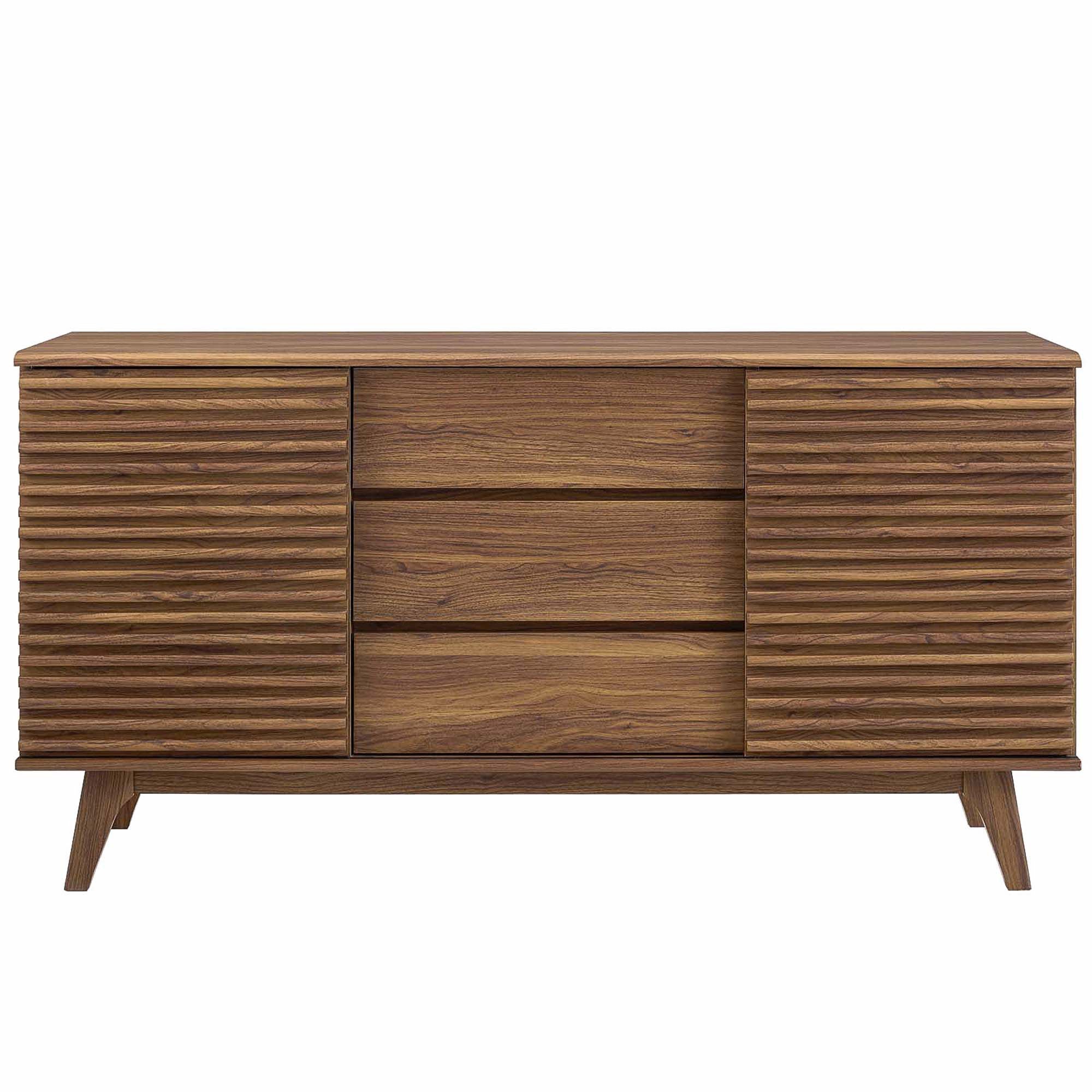 Sleek Mid-Century Walnut Buffet & TV Stand