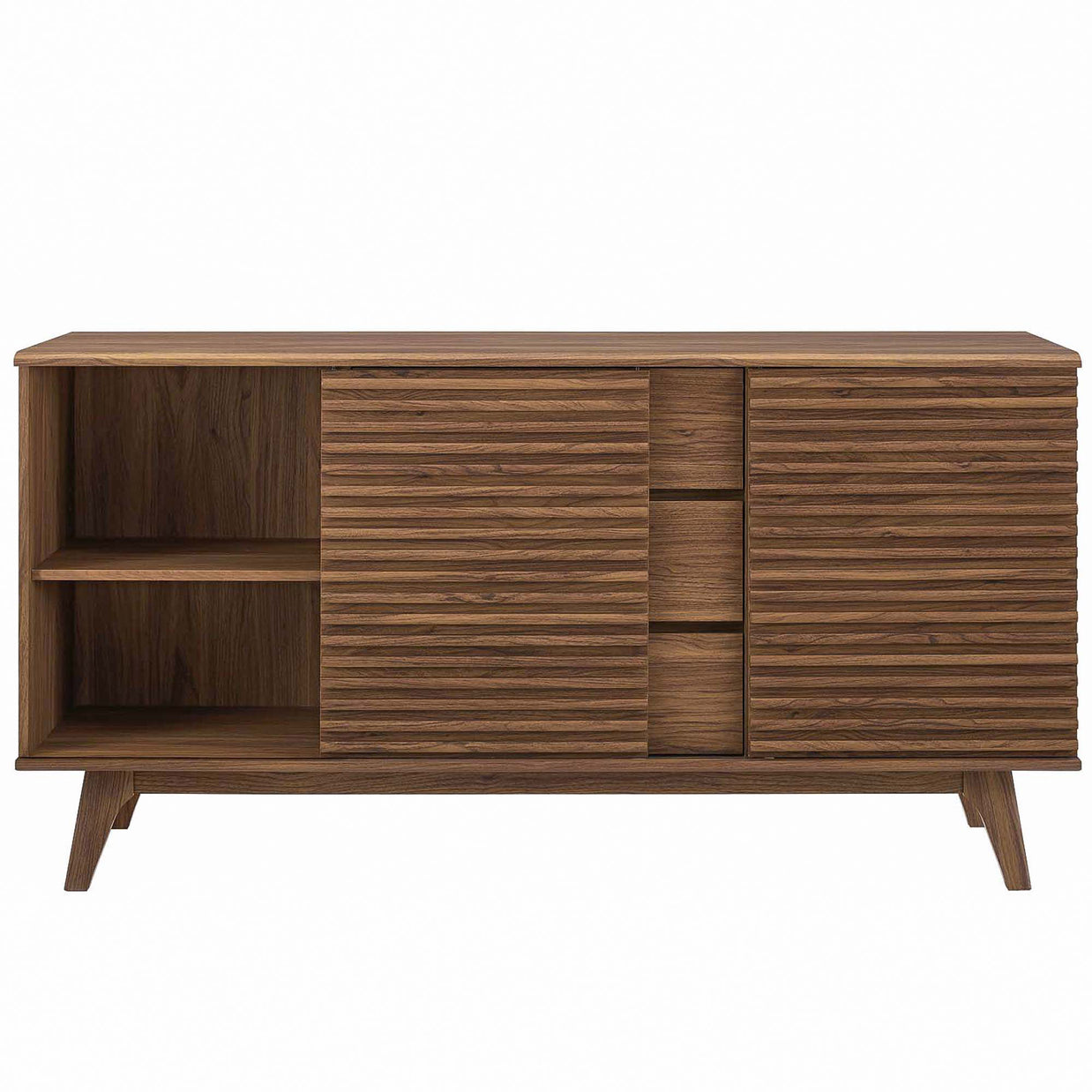 Sleek Mid-Century Walnut Buffet & TV Stand