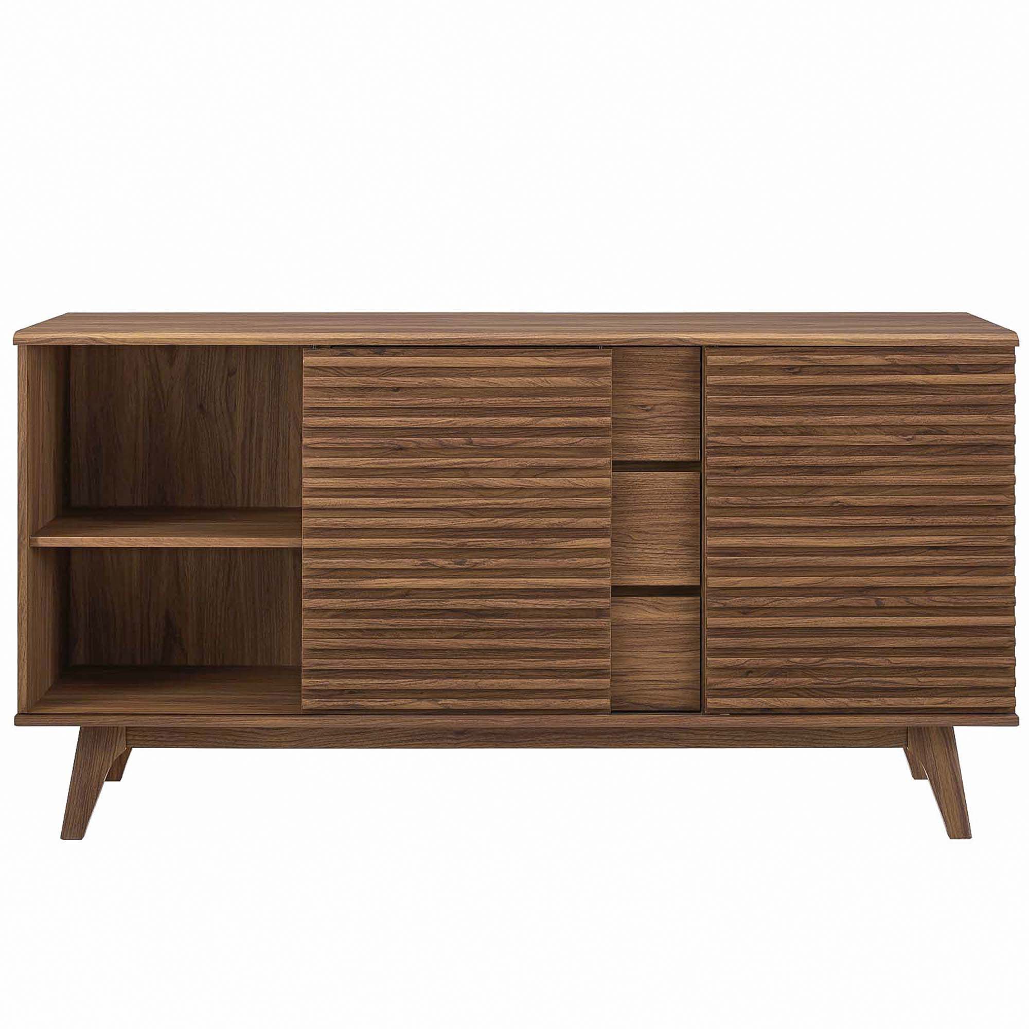 Sleek Mid-Century Walnut Buffet & TV Stand