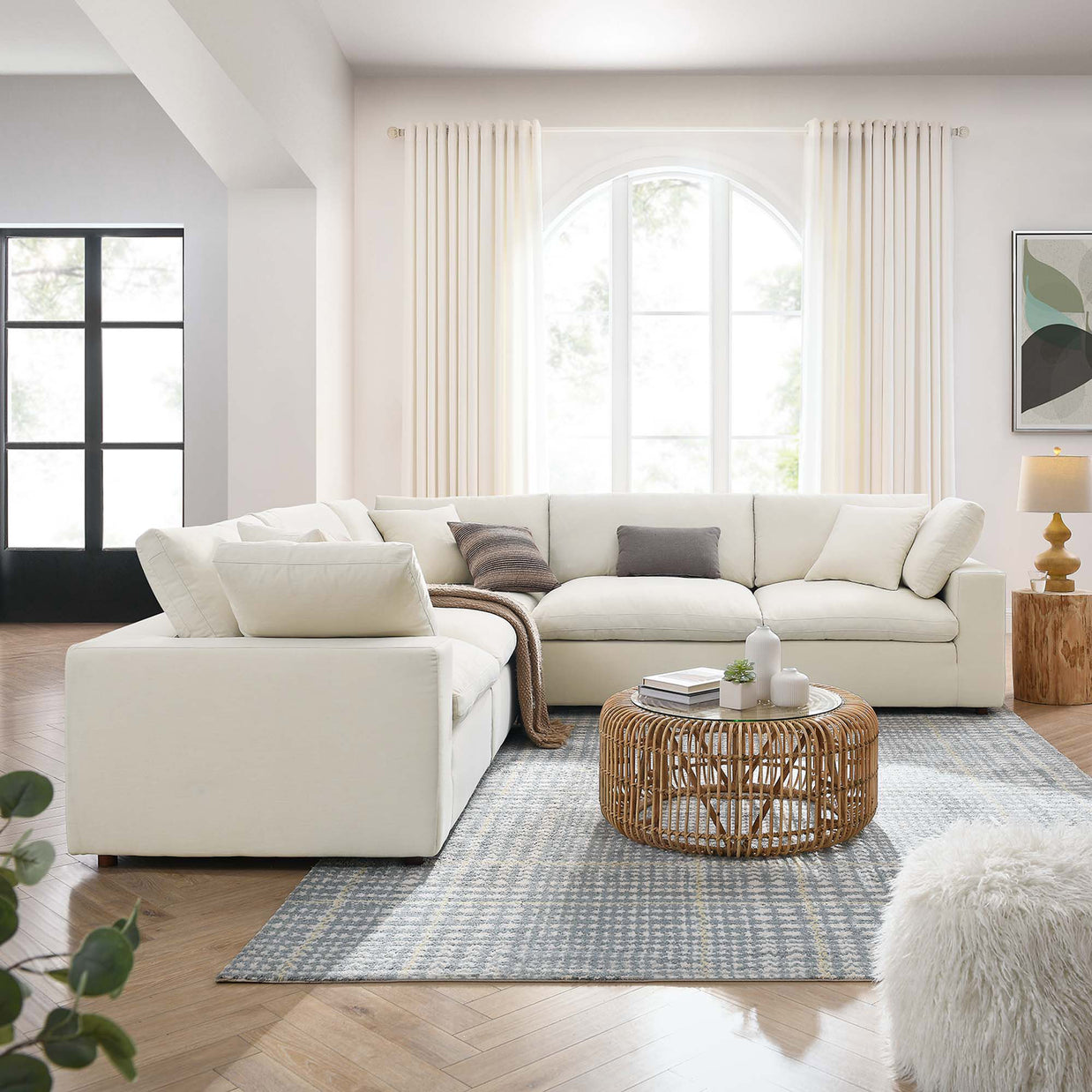 Overstuffed 5 PC Modular Sectional