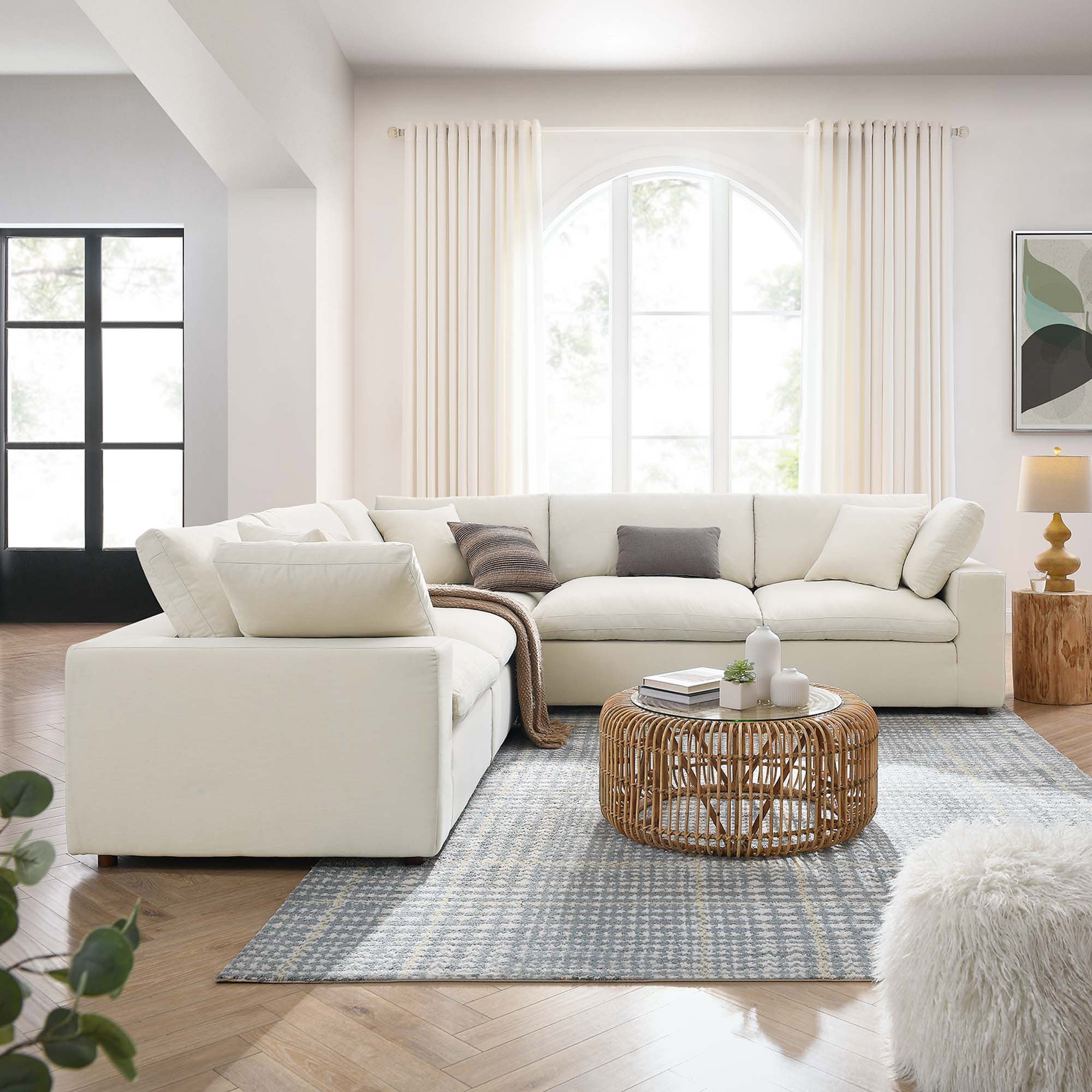 Overstuffed 5 PC Modular Sectional