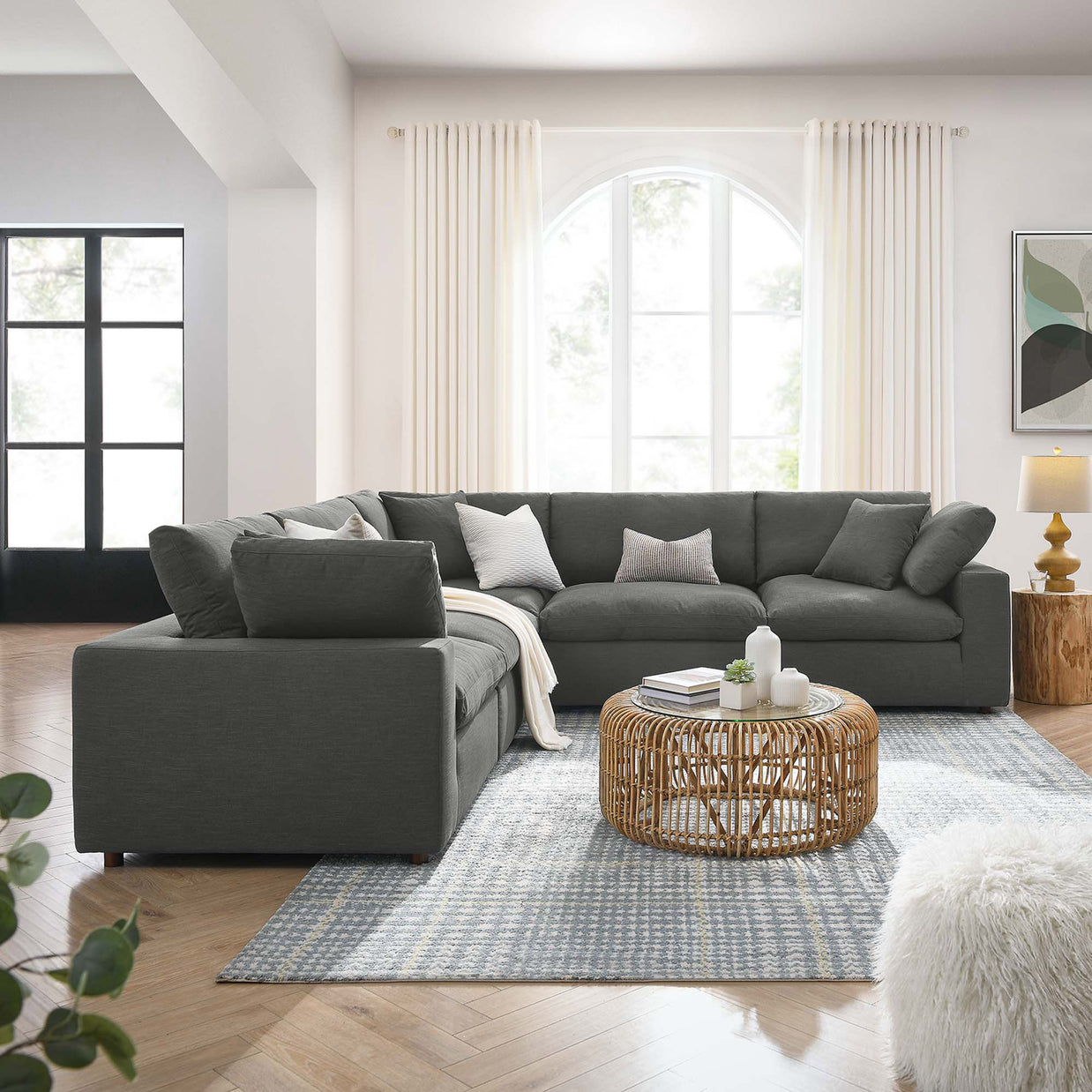 Overstuffed 5 PC Modular Sectional