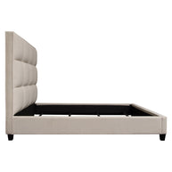 Beige Biscuit Tufted Upholstered Bed