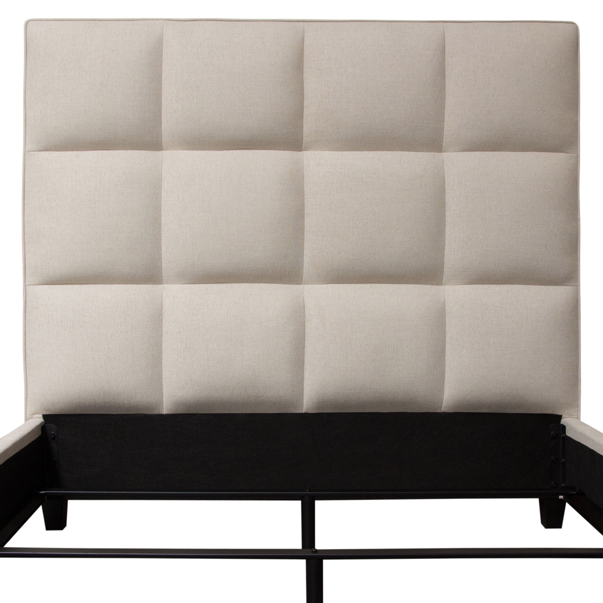 Beige Biscuit Tufted Upholstered Bed