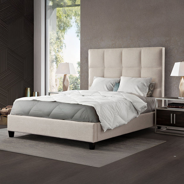 Beige Biscuit Tufted Upholstered Bed