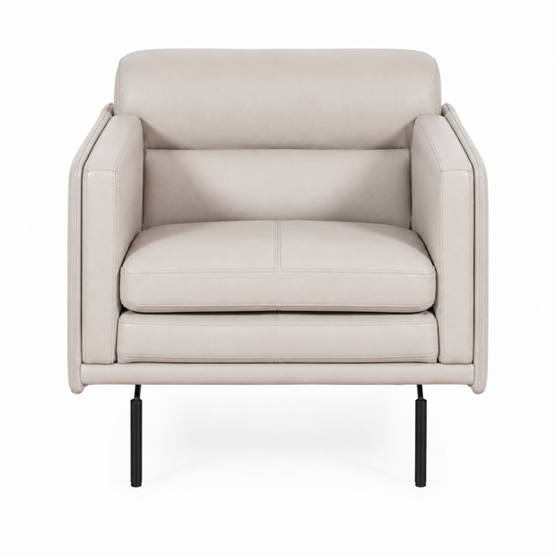 Top Grain Italian Leather Light Gray Chair