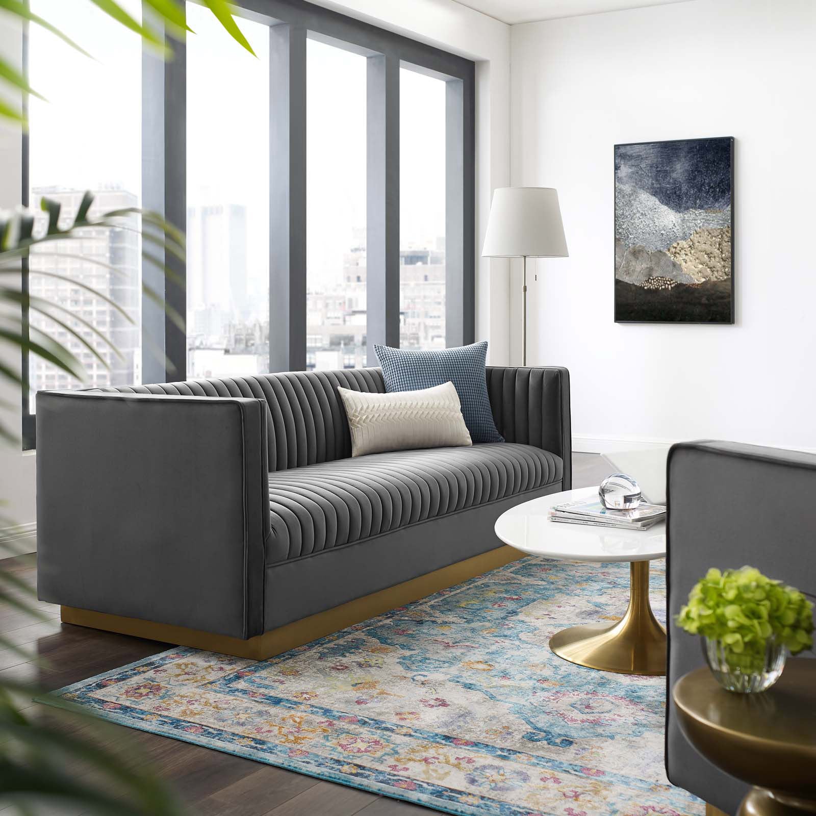 Art Deco Velvet Sofa