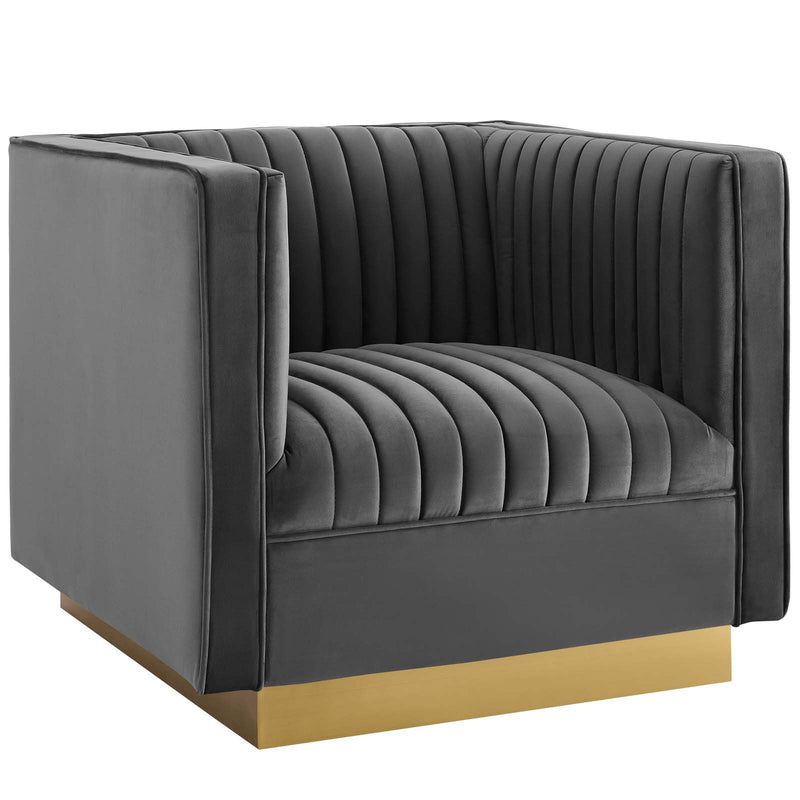 Art Deco Velvet Accent Chair