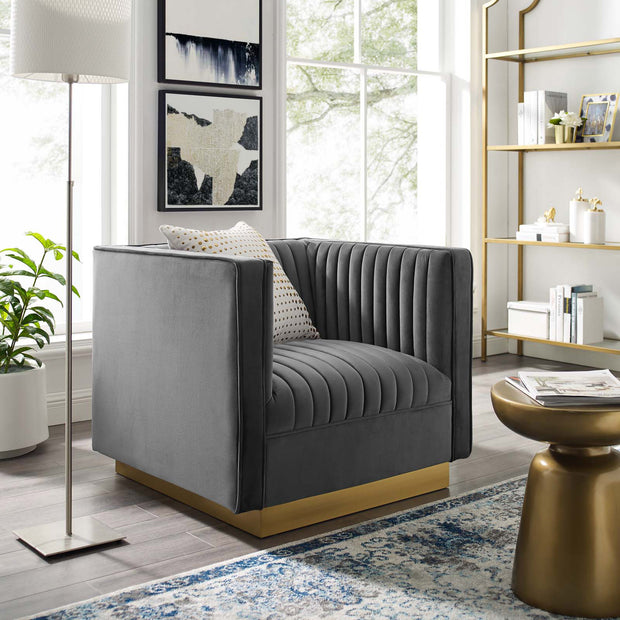 Art Deco Velvet Accent Chair