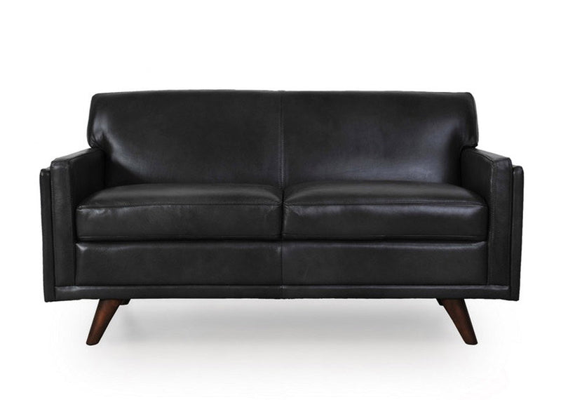 Charcoal Top-Grain Leather Loveseat