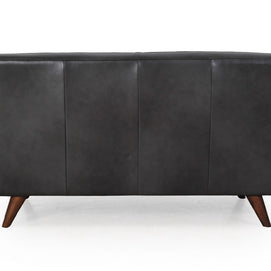 Charcoal Top-Grain Leather Loveseat