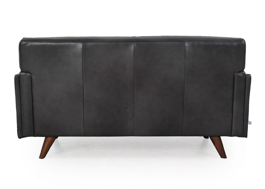 Charcoal Top-Grain Leather Loveseat