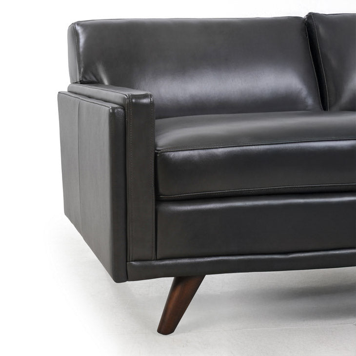 Charcoal Top-Grain Leather Loveseat