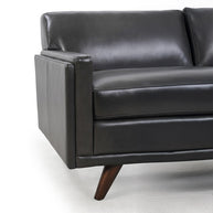 Charcoal Top-Grain Leather Loveseat
