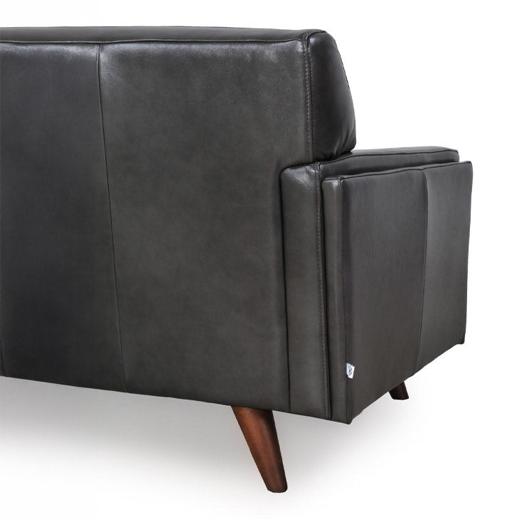 Charcoal Top-Grain Leather Loveseat