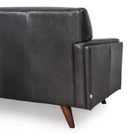 Charcoal Top-Grain Leather Loveseat