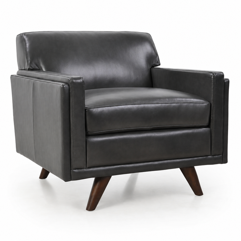 Charcoal Top-Grain Leather Chair
