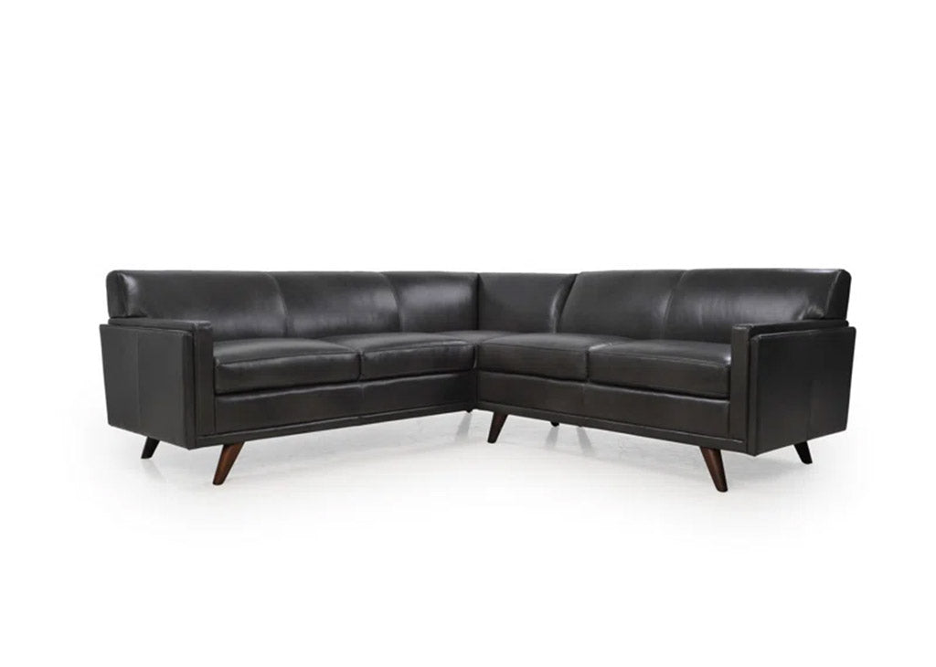 Gray Top-Grain Italian Leather Sectional