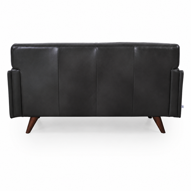 Charcoal Top-Grain Leather Loveseat