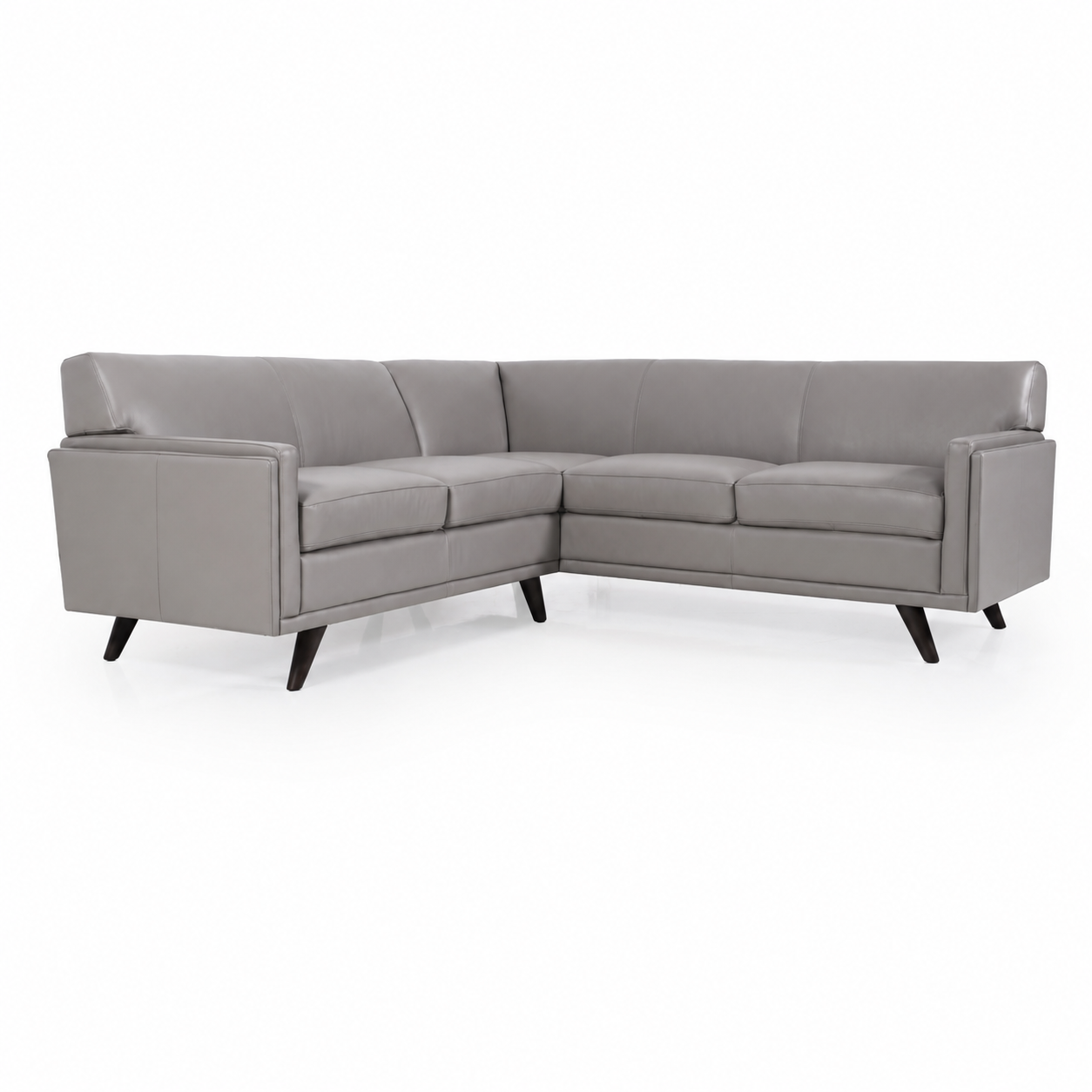Gray Top-Grain Italian Leather Sectional