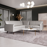 Gray Top-Grain Italian Leather Sectional