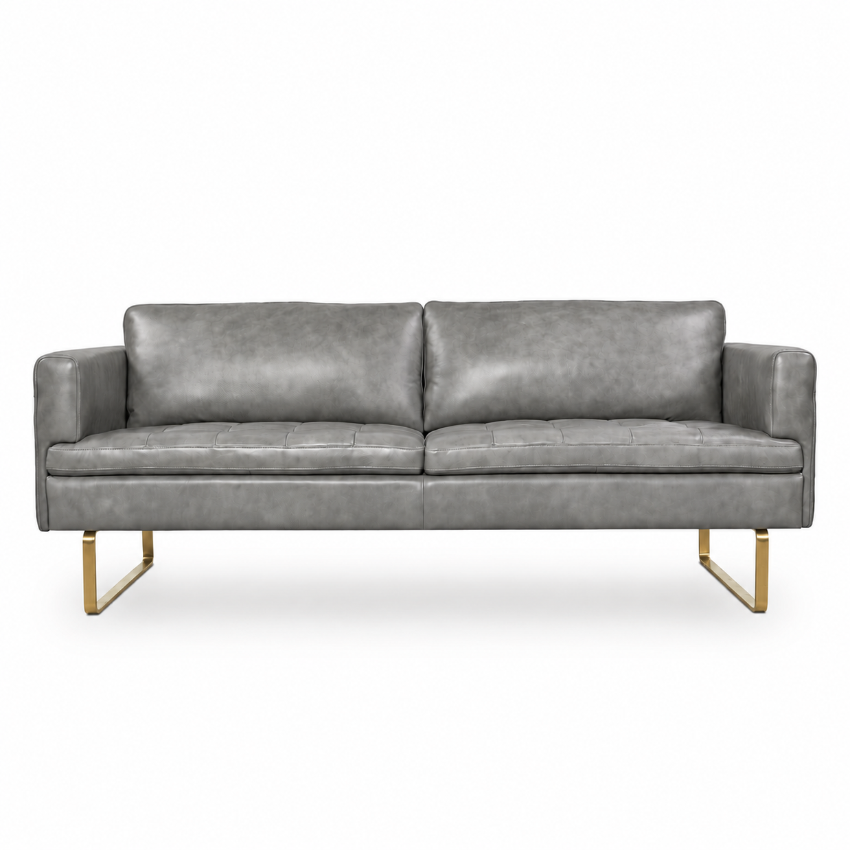 Modern Gray Italian Top-Grain Leather Sofa