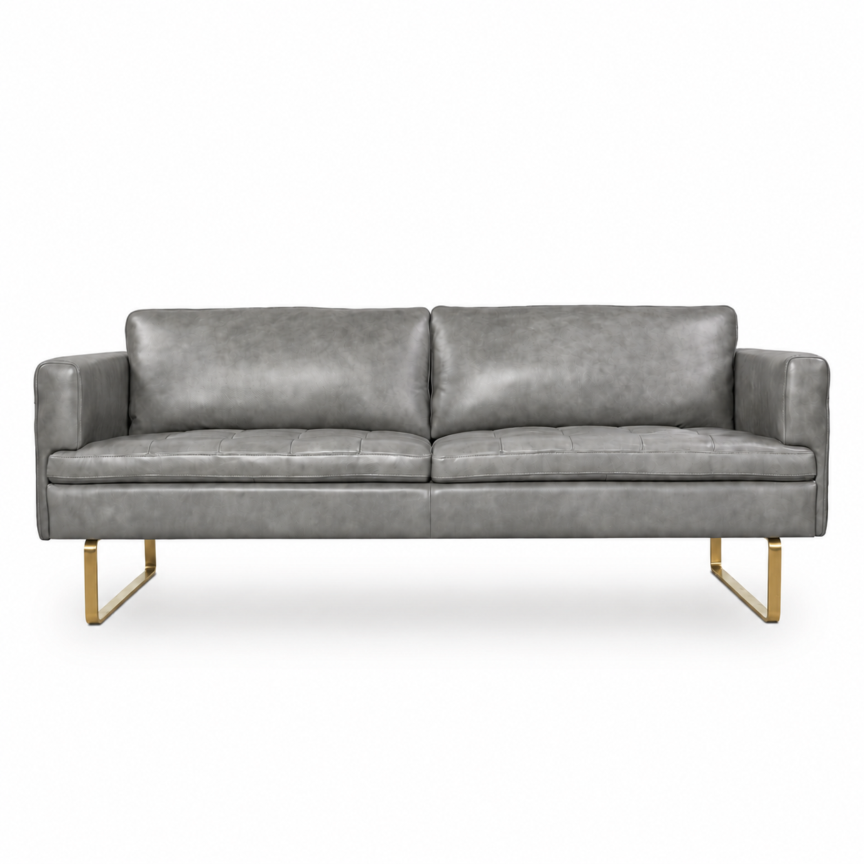 Modern Gray Italian Top-Grain Leather Sofa