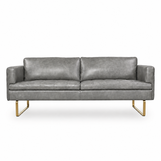 Modern Gray Italian Top-Grain Leather Sofa