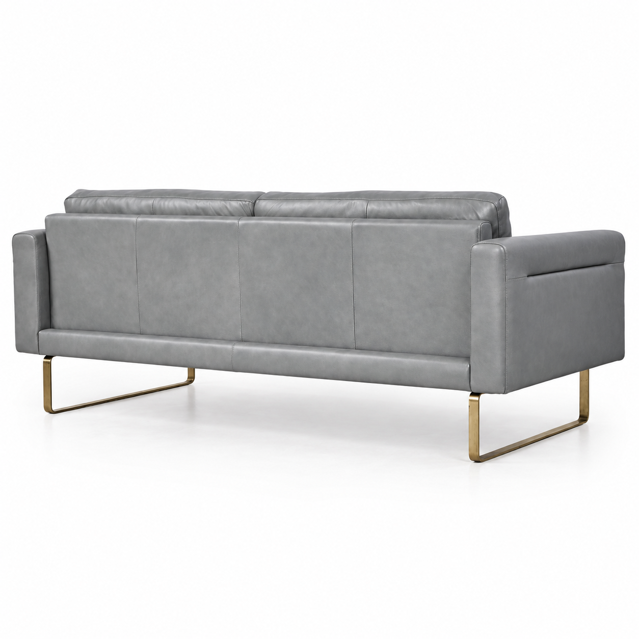 Modern Gray Italian Top-Grain Leather Sofa