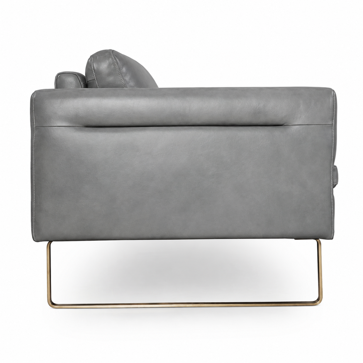 Modern Gray Italian Top-Grain Leather Sofa