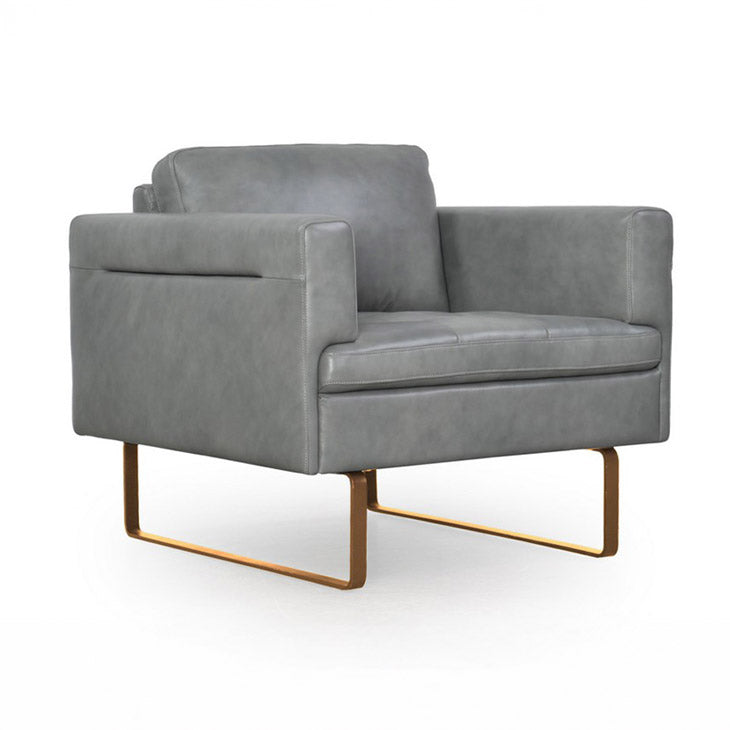 Modern Gray Italian Top-Grain Leather Accent Chair