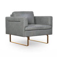 Modern Gray Italian Top-Grain Leather Accent Chair