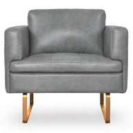 Modern Gray Italian Top-Grain Leather Accent Chair