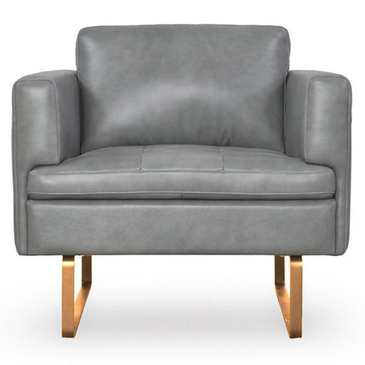 Modern Gray Italian Top-Grain Leather Accent Chair