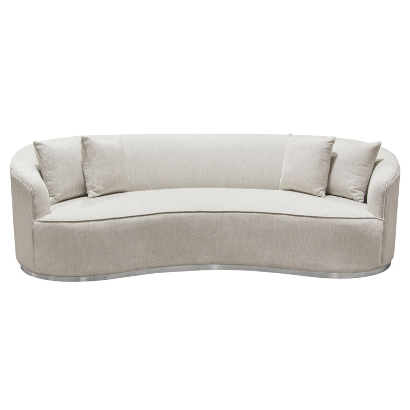 Glamorous Curved Light Cream Fabric Sofa
