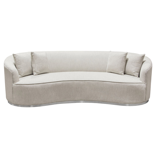 Glamorous Curved White Fabric Sofa