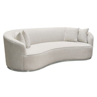 Glamorous Curved White Fabric Sofa