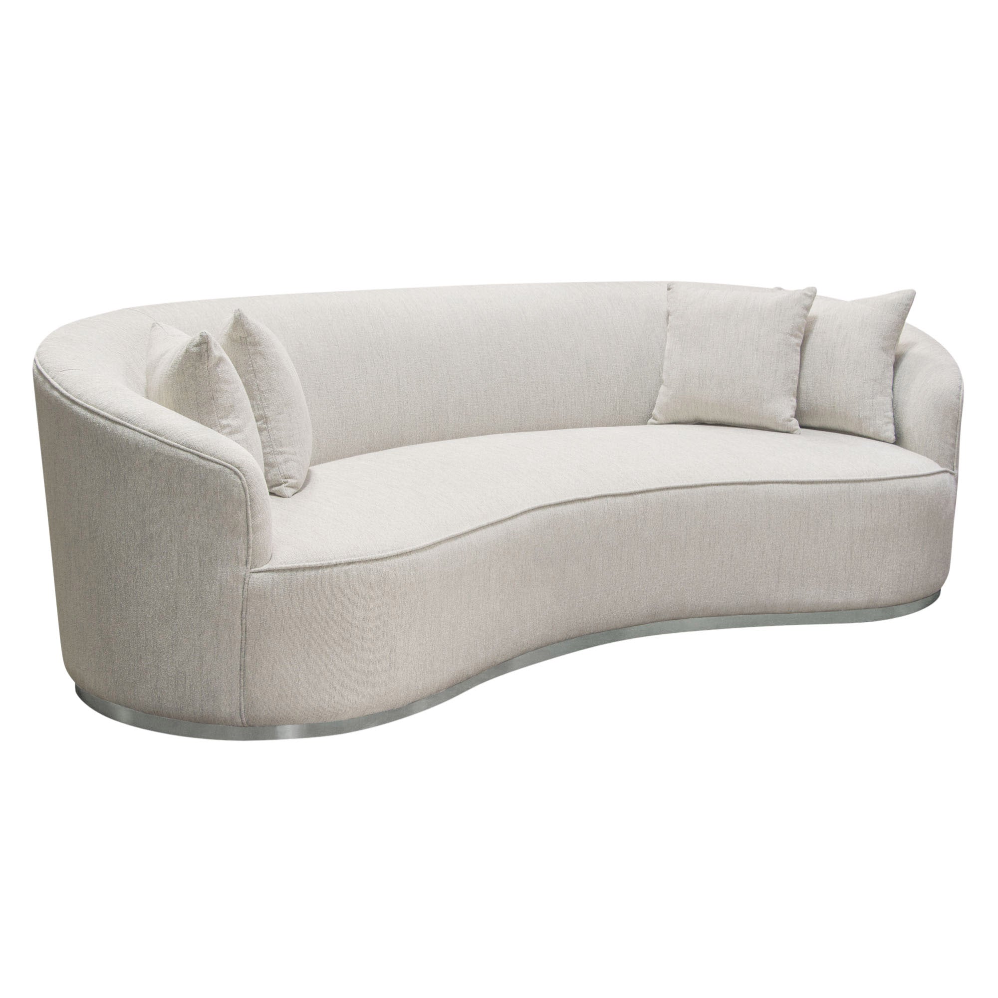 Glamorous Curved White Fabric Sofa