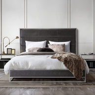 Contemporary Upholstered & Metal Bedframe