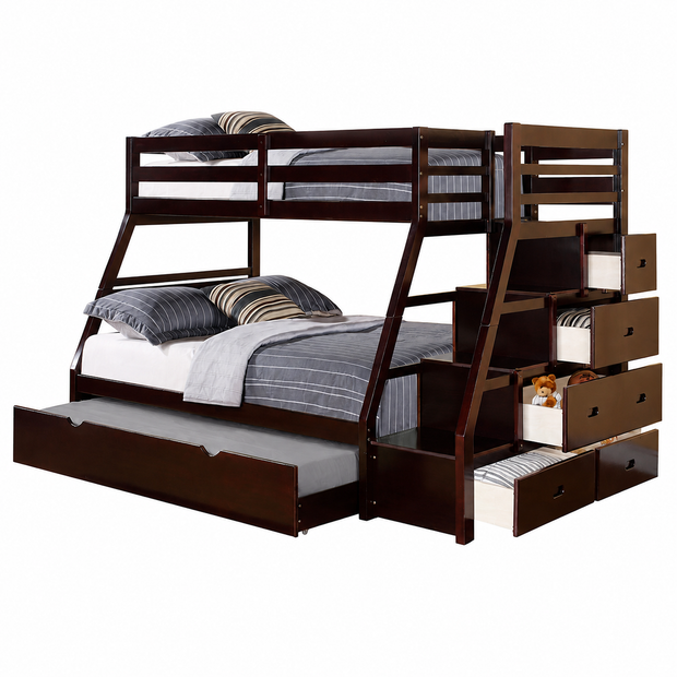 Espresso Twin/Full Storage & Trundle Bunk Bed