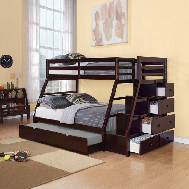 Espresso Twin/Full Storage & Trundle Bunk Bed