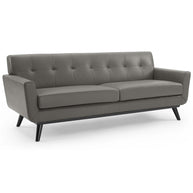 Top-Grain Leather Mid-Century Modern Style Sofa