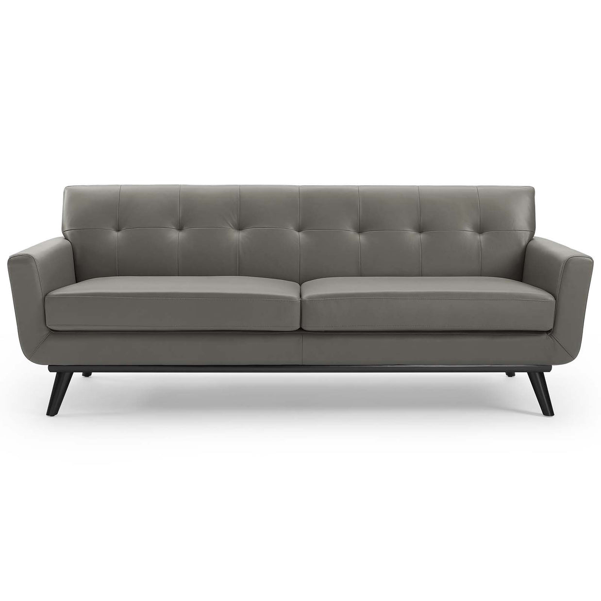 Top-Grain Leather Mid-Century Modern Style Sofa