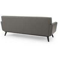 Top-Grain Leather Mid-Century Modern Style Sofa