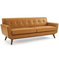 Top-Grain Leather Mid-Century Modern Style Sofa