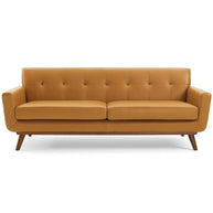 Top-Grain Leather Mid-Century Modern Style Sofa